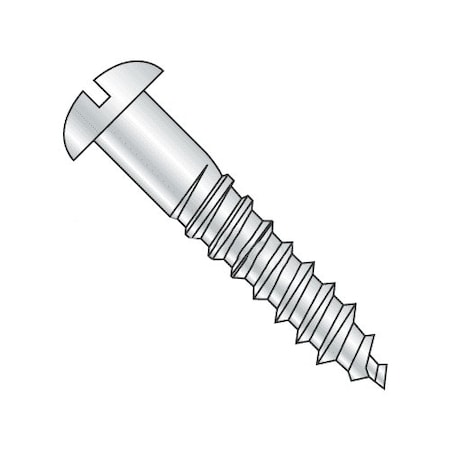 Wood Screw, #8, 2-1/4 In, Zinc Plated Steel Round Head Slotted Drive, 100 PK